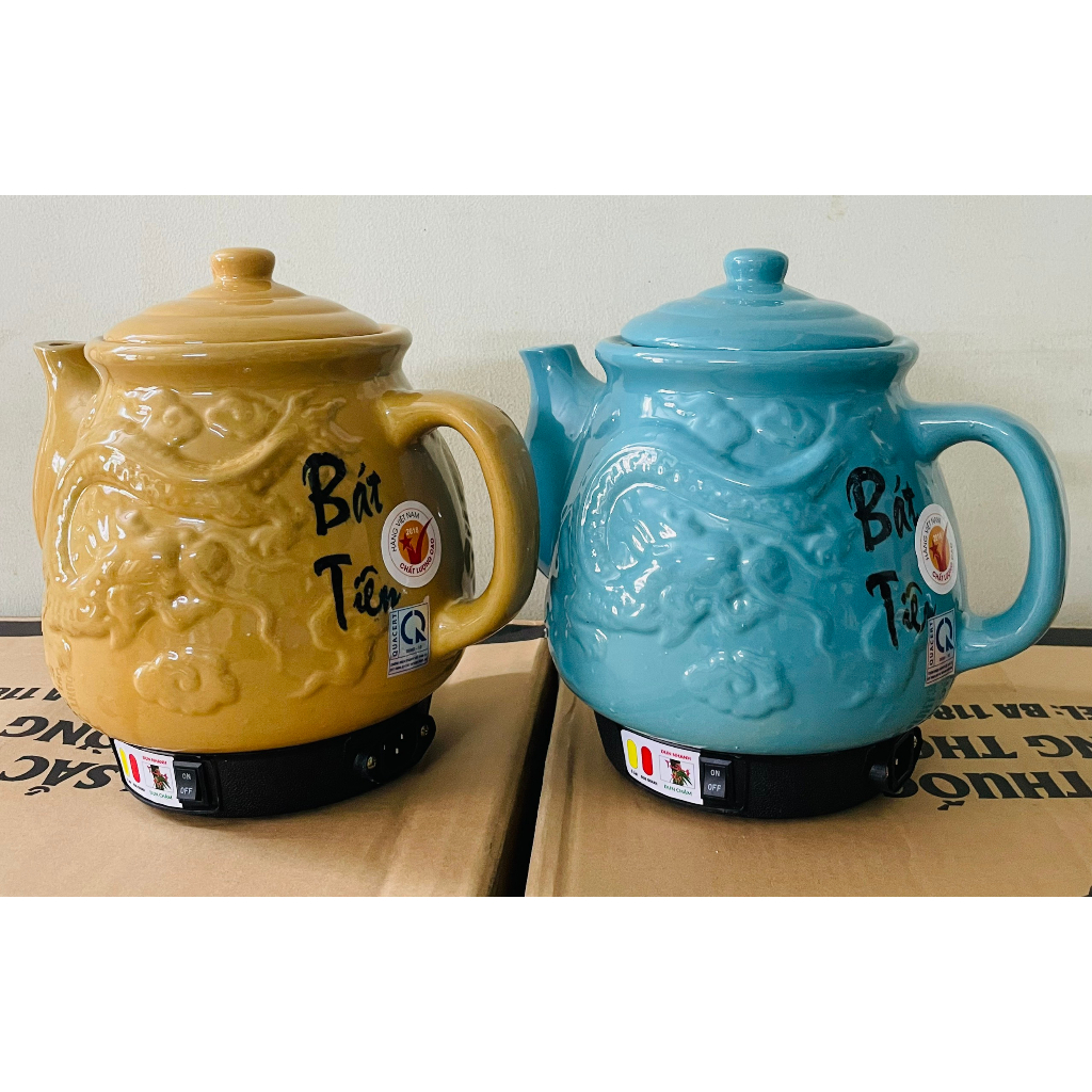 Ấm Sắc Thuốc Trường Thọ Bát Tiên Rồng Vàng 3.2 lít