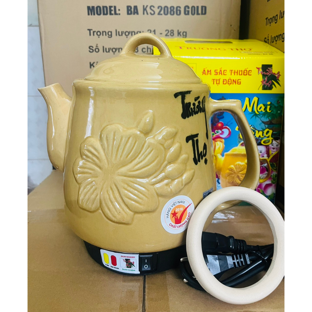 Product image ẤM SẮC THUỐC 86 MAI VÀNG TRƯỜNG THỌ 2.8l CÓ CHUÔNG BÁO - Tặng Vòng Sứ 2