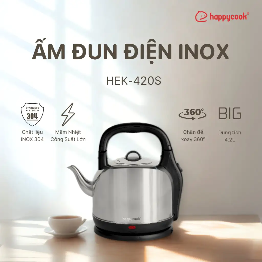 Ấm Điện Đun Nước Siêu Tốc 4.2 lít HAPPYCOOK