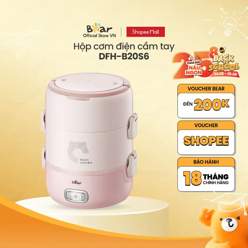 Hộp cơm điện cầm tay đa năng Bear DFH-B20S6 - Chính Hãng - BH 18 tháng Hộp cơm điện cầm tay đa năng Bear DFH-B20S6 - Chính Hãng - BH 18 tháng