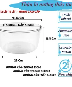 Thân Lò Nướng Bằng Thủy Tinh Cao Cấp Dung Tích 12 lít dùng được cho tất cả các lò nướng tròn