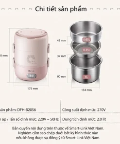 Hộp cơm điện cầm tay đa năng Bear DFH-B20S6 - Chính Hãng - BH 18 tháng