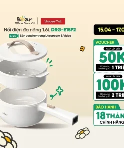 Nồi điện đa năng 1.6L Bear P16M2/ E15P2 (kèm khay hấp) - Chính hãng - BH 18 tháng