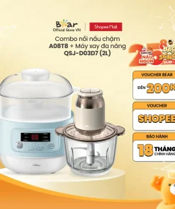 Combo Nồi Nấu Chậm 0.8L DDZ-A08T8 và Máy Xay Thực Phẩm 2L QSJ-D03D7 - Hàng Chính Hãng