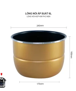 Lòng nồi áp suất điện 6 lít Ruột nồi áp suất Inox 304 đúc nguyên khối