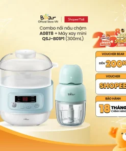 Alternative view of Combo Nồi Nấu Cháo Chậm 0.8L Bear DDZ-A08T8 Và Máy Xay Ăn Dặm Bear QSJ-B01P1 300ml