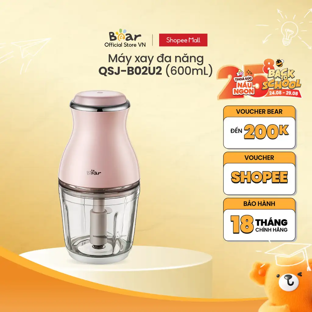 Máy Xay Thực Phẩm Đa Năng Bear 0.6L B02U2/B02X5 - Hàng Chính Hãng