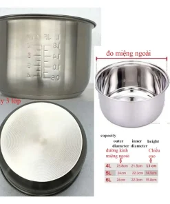 Lòng nồi áp suất Inox dung tích 4 lít, 5 lít, 6 lít cho Nồi áp suất đa năng