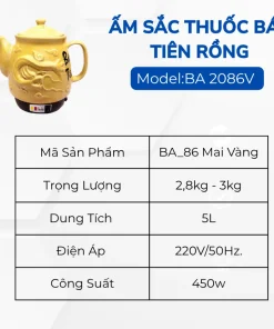 Alternative view of Ấm Sắc Thuốc Tự Động Bát Tiên Rồng 3.2L BA-2086V Gốm Bát Tràng Cao Cấp