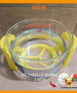 Nắp lò nướng thủy tinh bóng Halogen công suất 1300W, phù hợp các chậu thủy tinh trên thị trường