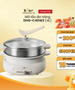 [Livestream] Bộ Nồi Lẩu Nướng Bear 3 khay 3in1 DHG-C40W2 - Hàng Chính Hãng-BH 18 Tháng