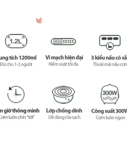 Nồi cơm điện MINI 0.3L (dung tích tổng 1.2L) Bear DFB-B12F1 - Hàng chính hãng