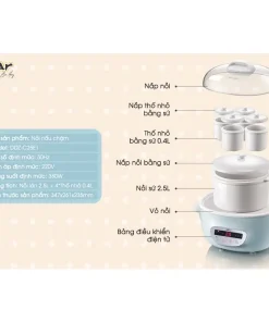 Nồi Nấu Chậm 2.5L Bear SUBE003 Chính Hãng Đa Năng Bản Tiếng Việt Kèm Lồng Hấp