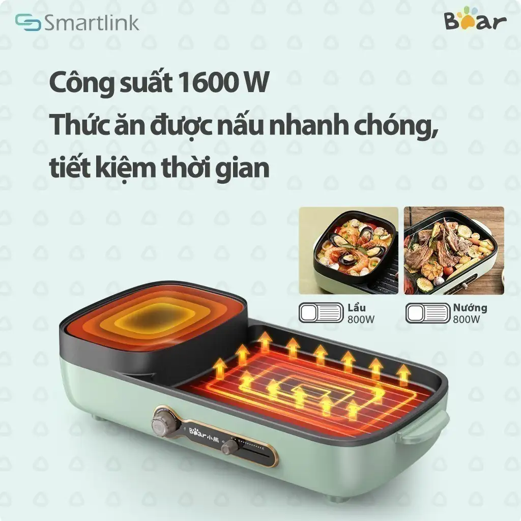 Bếp Nướng Lẩu Điện 3L Đa Năng 2in1 Bear DKL-C15G1 - Chính Hãng - BH 18 Tháng Bếp Nướng Lẩu Điện 3L Đa Năng 2in1 Bear DKL-C15G1 - Chính Hãng - BH 18 Tháng - Ảnh 7