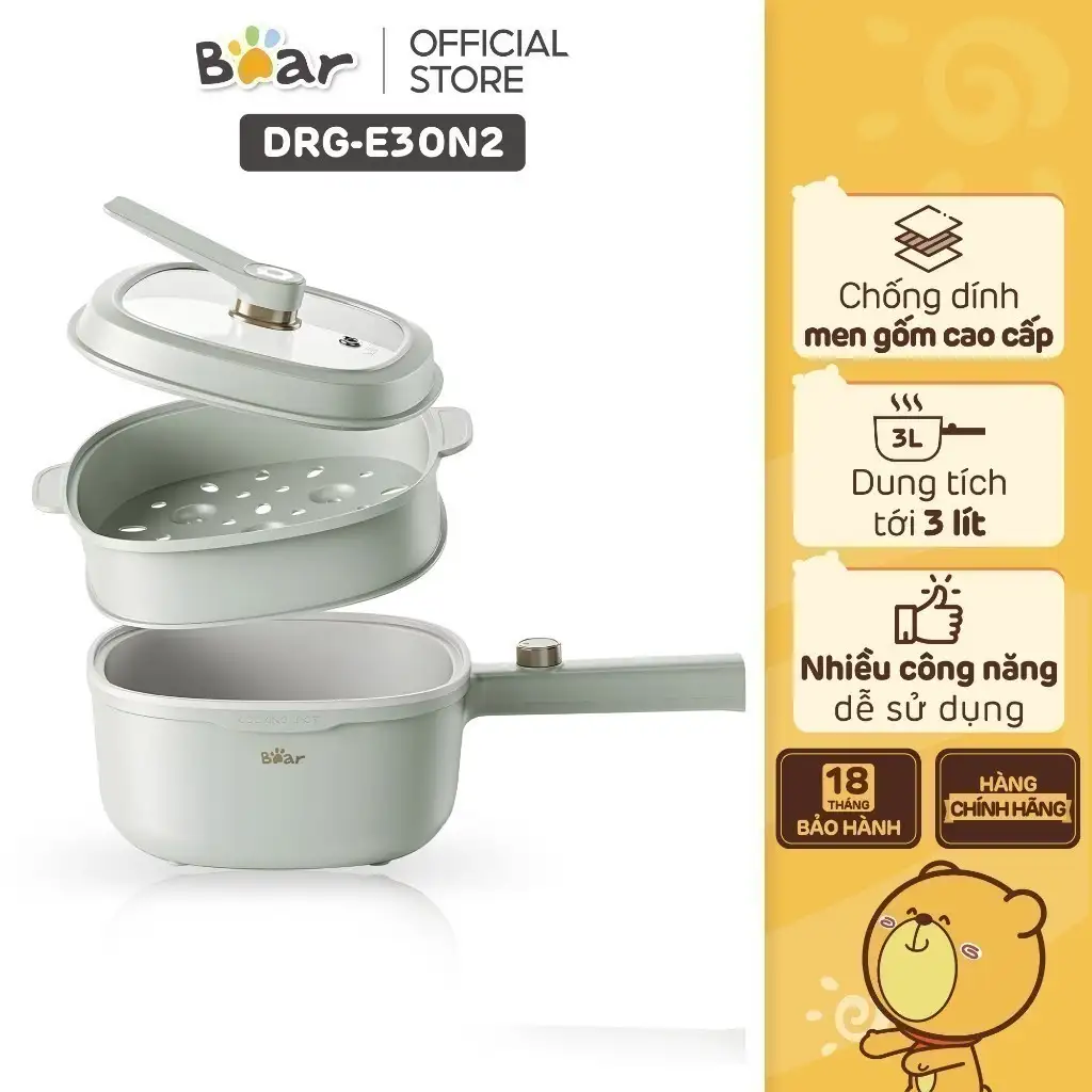 Nồi điện đa năng Bear 3L 1000W DRG-E30N2 - Hàng Chính Hãng Nồi điện đa năng Bear 3L 1000W DRG-E30N2 - Hàng Chính Hãng - Ảnh 2