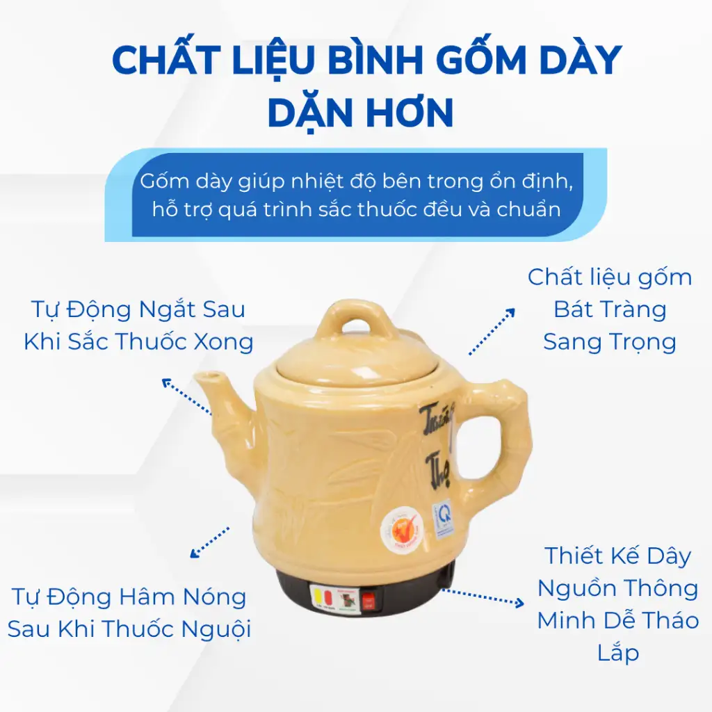 Ấm sắc thuốc tự động Trường Thọ BA-2086 Trùng Trúc