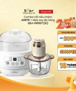 Combo Nồi Nấu Chậm 0.8L DDZ-A08T8 và Máy Xay Thực Phẩm 2L QSJ-D03D7 - Hàng Chính Hãng