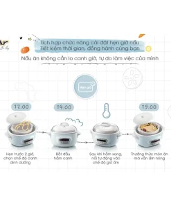 Nồi Nấu Chậm 2.5L Bear SUBE003 Chính Hãng Đa Năng Bản Tiếng Việt Kèm Lồng Hấp