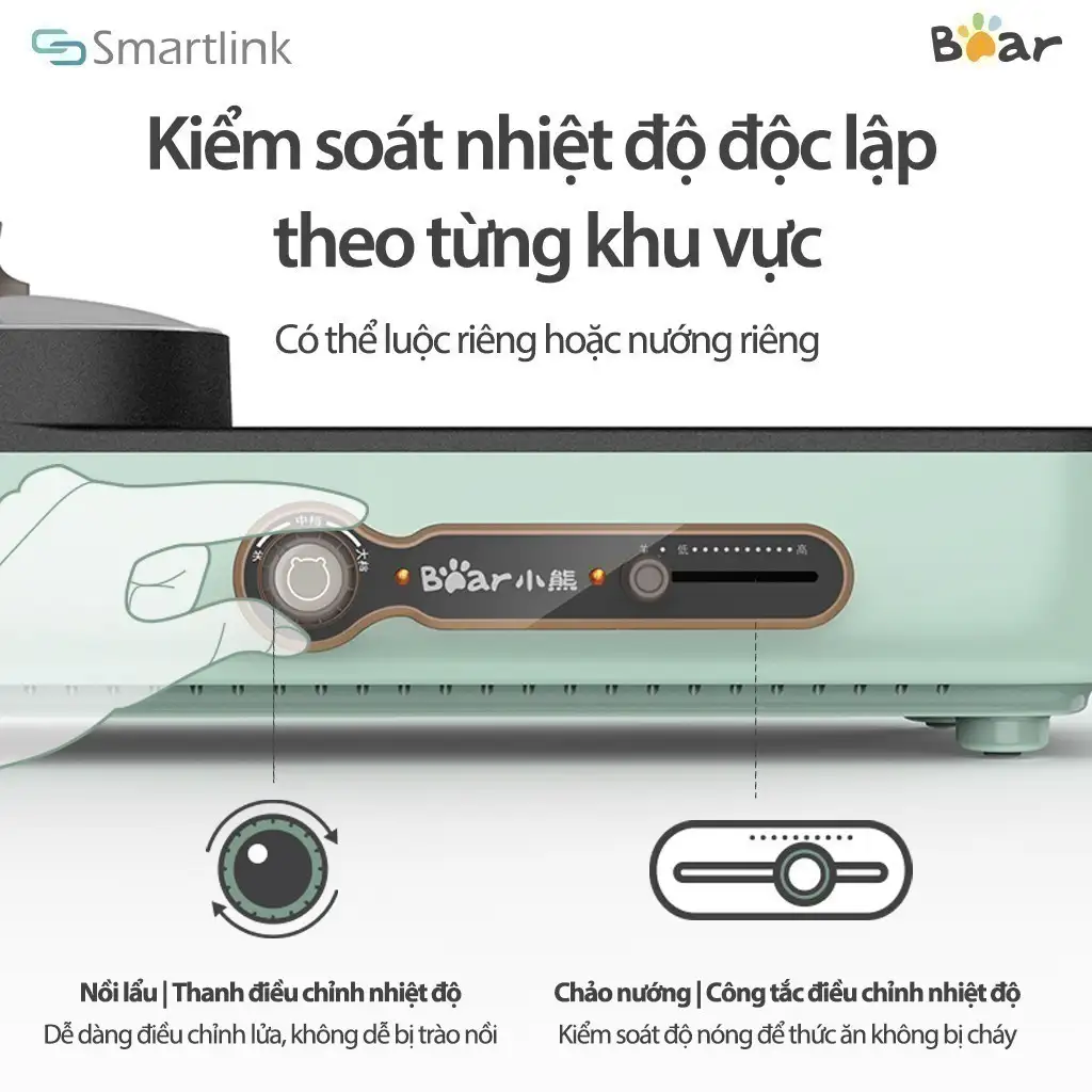 Bếp Nướng Lẩu Điện 3L Đa Năng 2in1 Bear DKL-C15G1 - Chính Hãng - BH 18 Tháng Bếp Nướng Lẩu Điện 3L Đa Năng 2in1 Bear DKL-C15G1 - Chính Hãng - BH 18 Tháng - Ảnh 8
