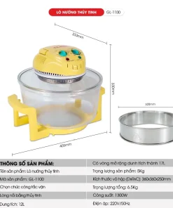 Alternative view of Nắp Lò Nướng Thủy Tinh Gali Chính Hãng 1300W Mạnh Mẽ Bền Bỉ