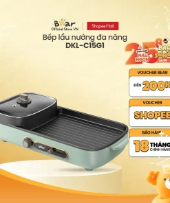 Bếp Nướng Lẩu Điện 3L Đa Năng 2in1 Bear DKL-C15G1 - Chính Hãng - BH 18 Tháng