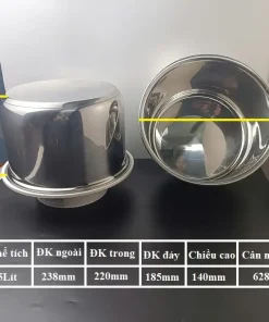 Ruột lõi nồi áp suất inox 5 lít loại dày kích thước 238x138mm