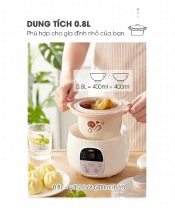 Alternative view of Nồi Nấu Cháo Chậm Bear 0,8L Cách Thuỷ Hầm Cháo Cho Bé, Chưng Yến, Hấp Cách Thủy Giữ Chọn Chất Dinh Dưỡng SUBE001