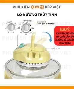 Nắp lò nướng thủy tinh bóng Halogen công suất 1300W, phù hợp các chậu thủy tinh trên thị trường