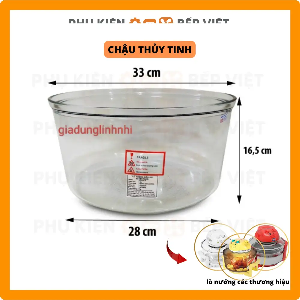 Thân Nồi Thủy Tinh Lò Nướng Gali 12L-15L