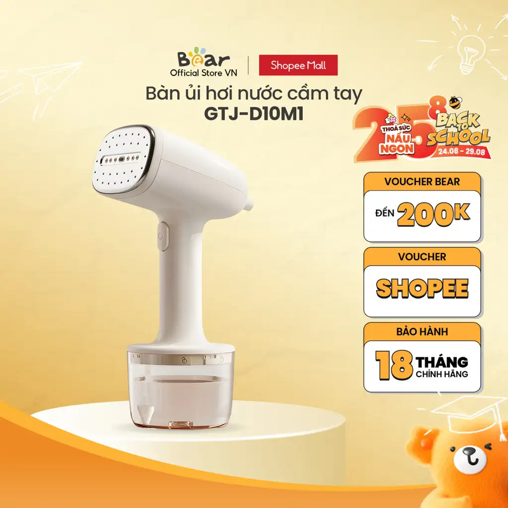 Bàn ủi hơi nước cầm tay 1000W Bear GTJ-D10M1 - Hàng Chính Hãng