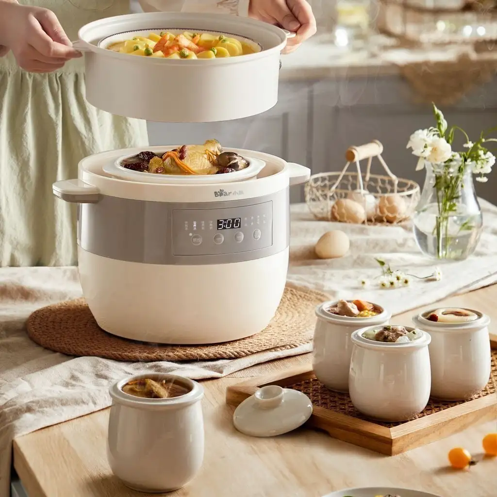 Nồi Nấu Chậm 2.5L Đa Năng Bear DDZ-B25Q3 (KÈM XỬNG HẤP) - Hàng Chính Hãng Nồi Nấu Chậm 2.5L Đa Năng Bear DDZ-B25Q3 (KÈM XỬNG HẤP) - Hàng Chính Hãng - Ảnh 7