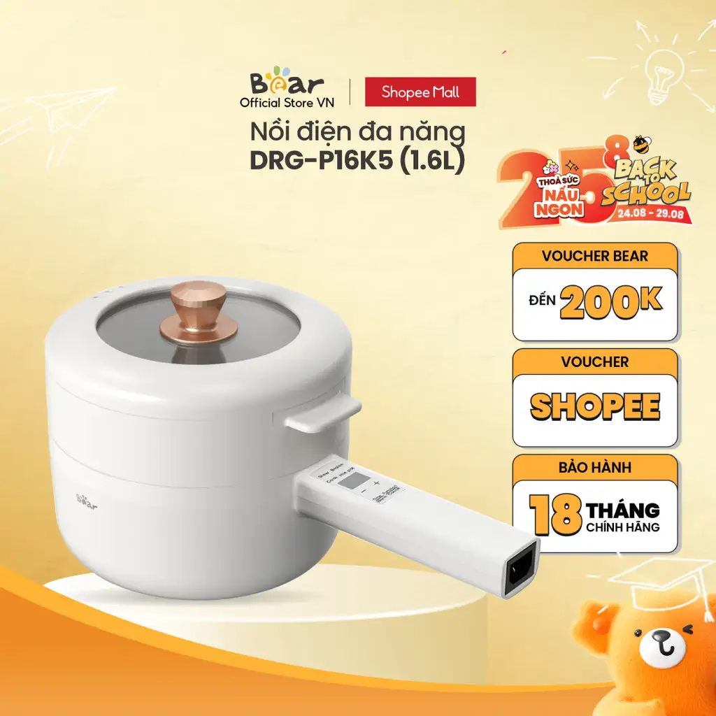 Nồi điện đa năng 1.6L Bear DRG-P16K5 / P16M2/ E15P2 - Hàng Chính Hãng