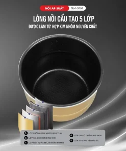 Lòng nồi áp suất Inox 6 Lít Chính hãng Lòng nồi áp suất nhôm siêu dày phủ men chống dính an toàn