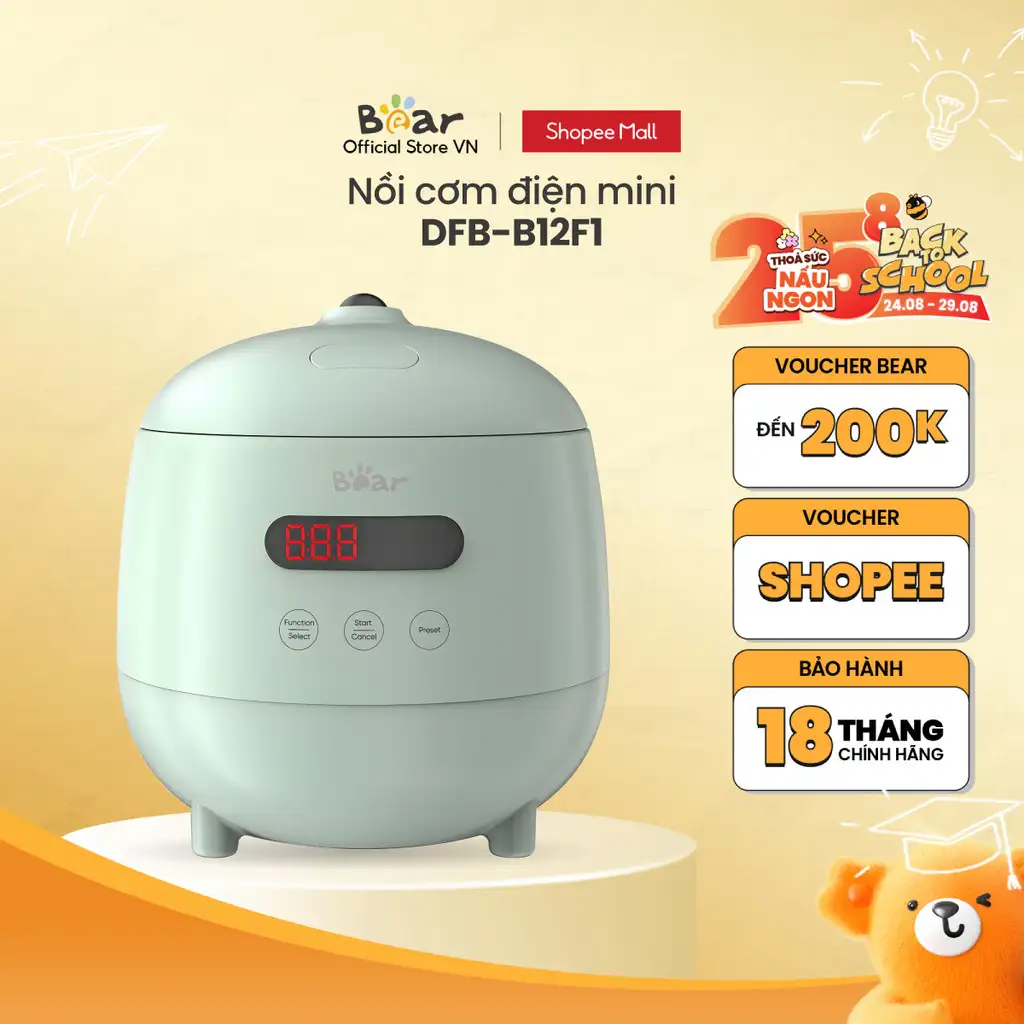Nồi cơm điện MINI 0.3L (dung tích tổng 1.2L) Bear DFB-B12F1 - Hàng chính hãng