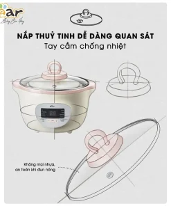 Nồi Nấu Cháo Chậm Bear 1.6L SUBE002 Nồi Chưng Yến Nồi Nấu Cháo Ăn Dặm Cho Bé Nồi Nấu Chậm
