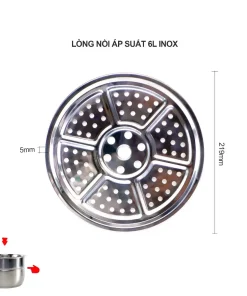 Lòng nồi áp suất Inox 6 Lít Chính hãng Lòng nồi áp suất nhôm siêu dày phủ men chống dính an toàn