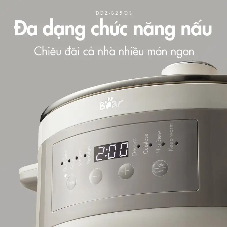 Nồi Nấu Chậm 2.5L Đa Năng Bear DDZ-B25Q3 (KÈM XỬNG HẤP) - Hàng Chính Hãng Nồi Nấu Chậm 2.5L Đa Năng Bear DDZ-B25Q3 (KÈM XỬNG HẤP) - Hàng Chính Hãng - Ảnh 5
