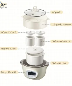 Nồi Nấu Cháo Chậm Bear 1.6L SUBE002 Nồi Chưng Yến Nồi Nấu Cháo Ăn Dặm Cho Bé Nồi Nấu Chậm