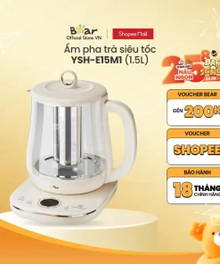 Ấm Đun Pha Trà 1.5L Siêu Tốc Bear YSH-E15M1 - Hàng Chính Hãng