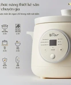 Nồi Nấu Cháo Chậm BEAR 1.5L NNC15 Nồi Nấu Chậm Cho Bé Hầm Giữ Ấm Giữ Trọn Chất Dinh Dưỡng Nồi Nấu Cháo Bản Tiếng Việt