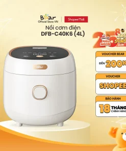 Nồi Cơm Điện 1.5L (lòng nồi 4L) Bear DFB-C40K6 - Hàng chính hãng -BH 18 tháng
