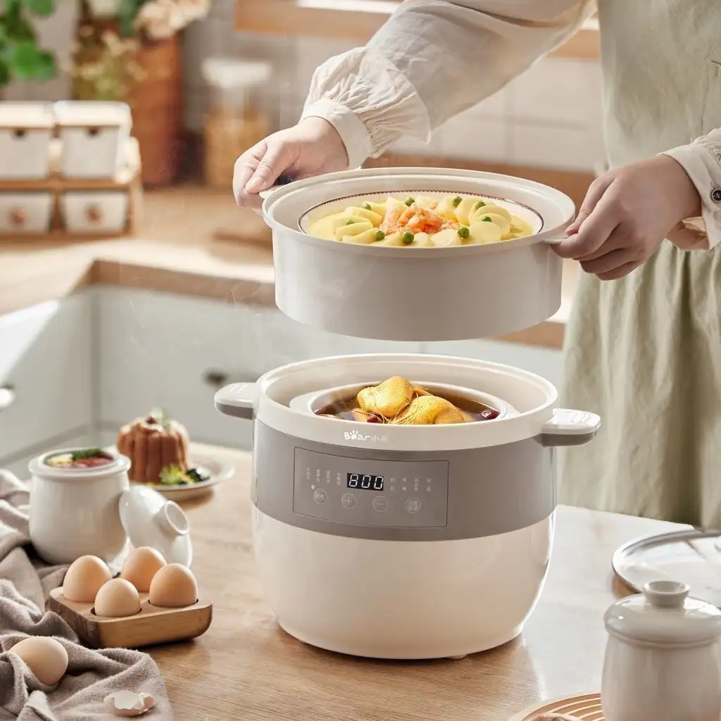 Nồi Nấu Chậm 2.5L Đa Năng Bear DDZ-B25Q3 (KÈM XỬNG HẤP) - Hàng Chính Hãng Nồi Nấu Chậm 2.5L Đa Năng Bear DDZ-B25Q3 (KÈM XỬNG HẤP) - Hàng Chính Hãng - Ảnh 8