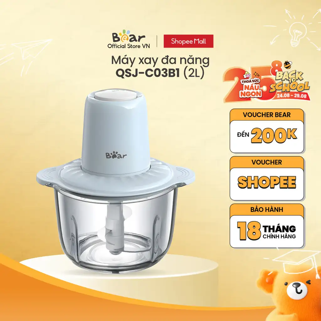 [Livestream] Máy xay thực phẩm đa năng 2L Bear QSJ-C03B1 - Hàng chính hãng