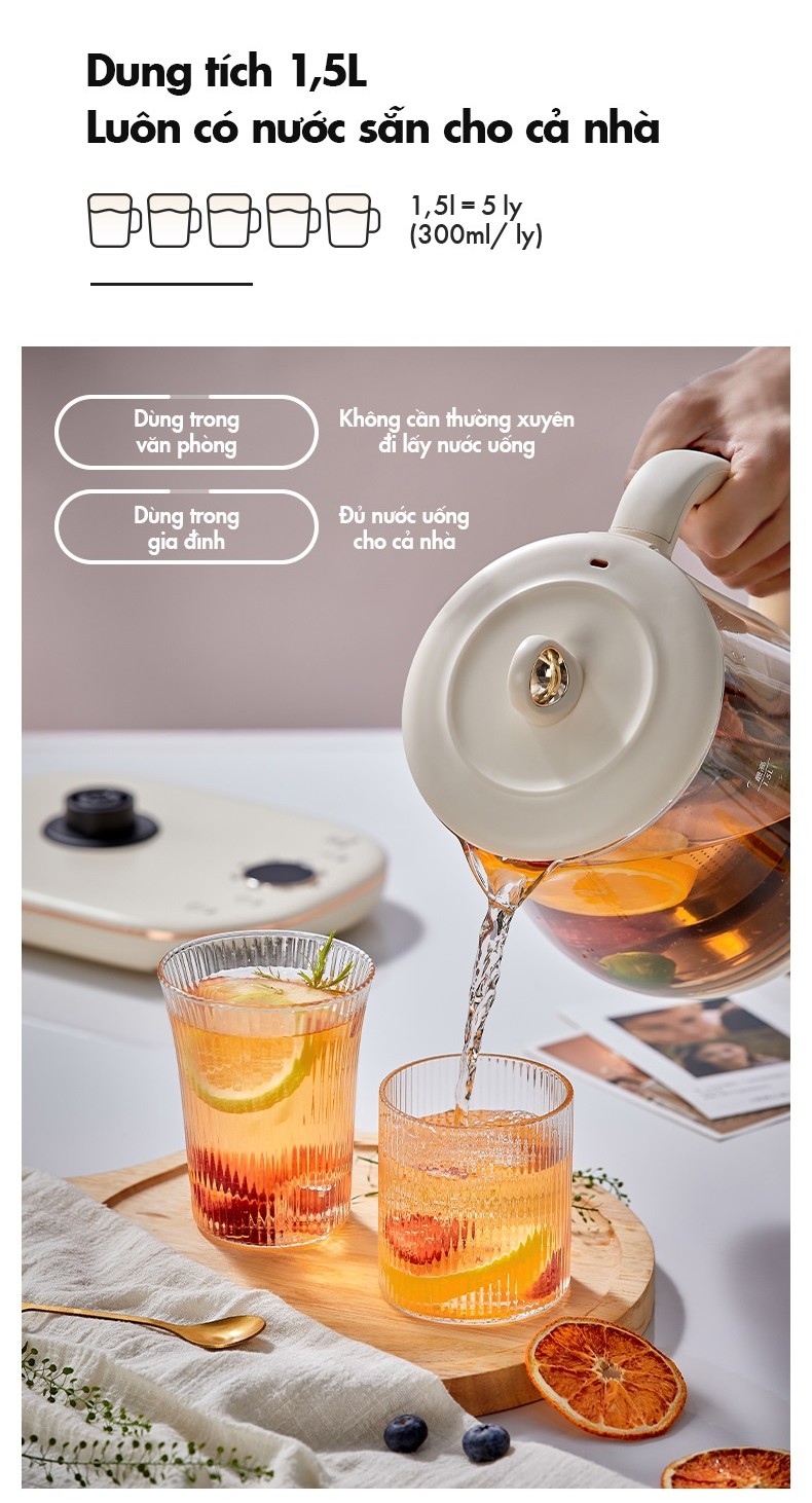 Ấm Đun Pha Trà 1.5L Siêu Tốc Bear YSH-E15M1 - Hàng Chính Hãng