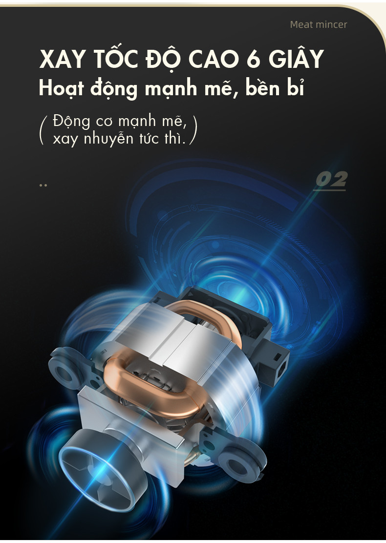 [Tặng thêm 1 bộ lưỡi xay] Máy Xay Thực Phẩm Đa Năng 2L QSJ-U03B5 - Hàng Chính Hãng