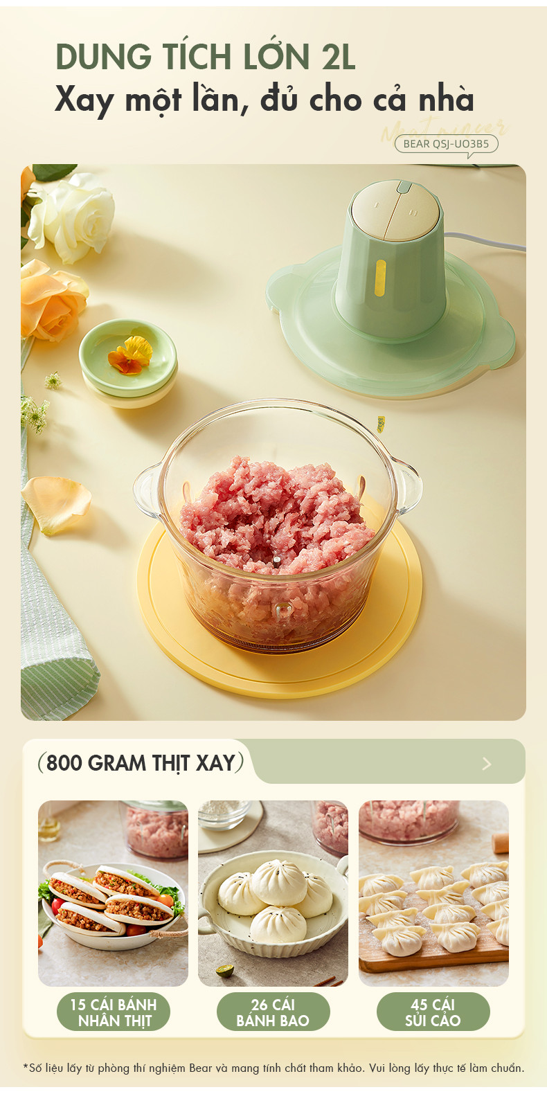 [Tặng thêm 1 bộ lưỡi xay] Máy Xay Thực Phẩm Đa Năng 2L QSJ-U03B5 - Hàng Chính Hãng