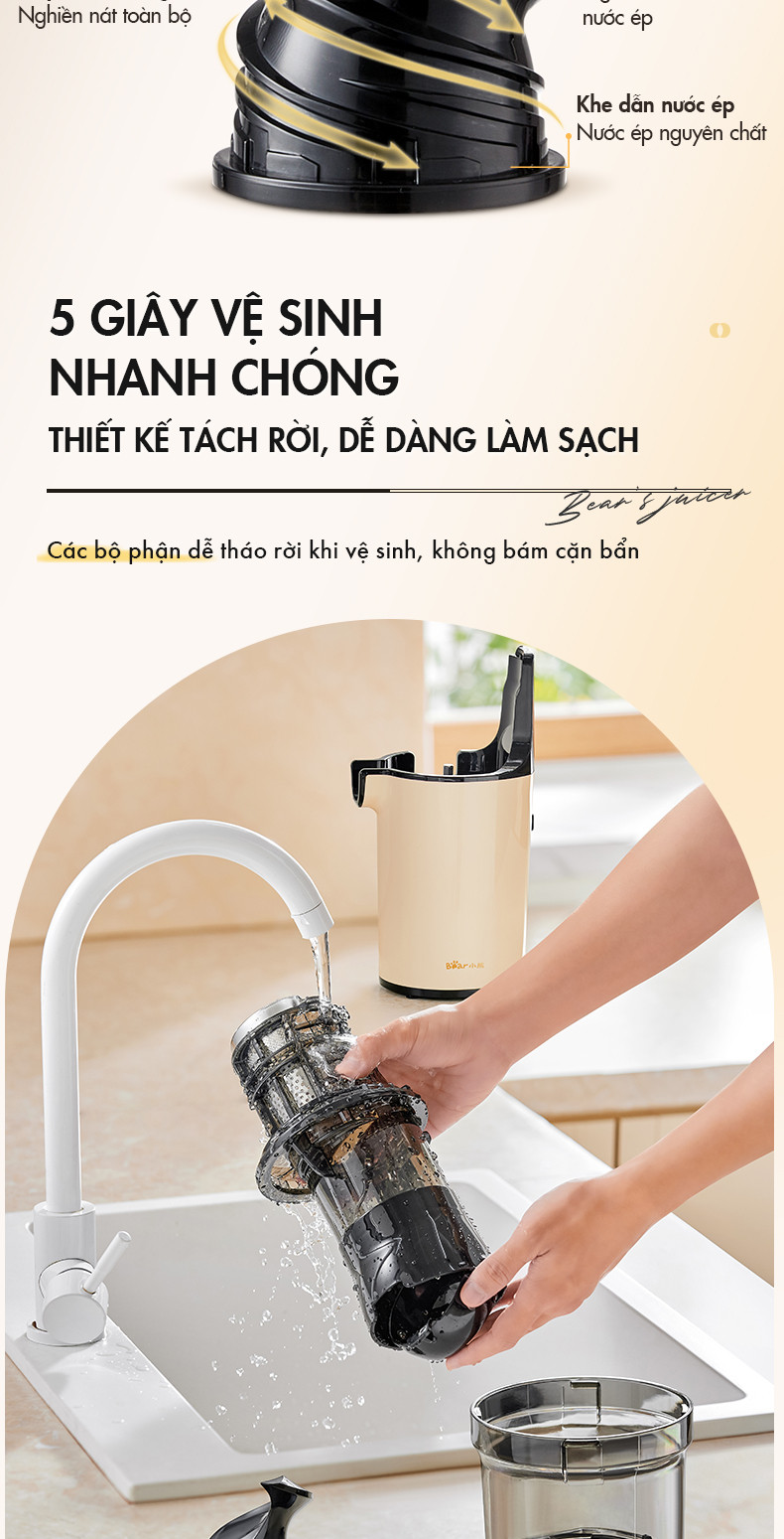 Máy ép chậm 200W Bear YZJ-C02S5 - Hàng Chính Hãng bản nội địa