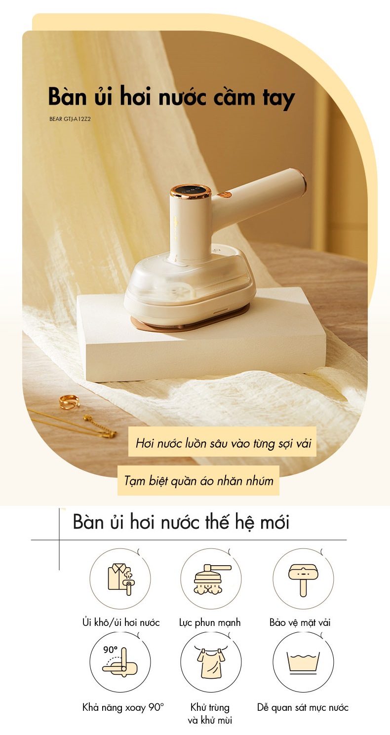 Bàn ủi hơi nước cầm tay Bear GTJ-A12Z2 - Hàng Chính Hãng