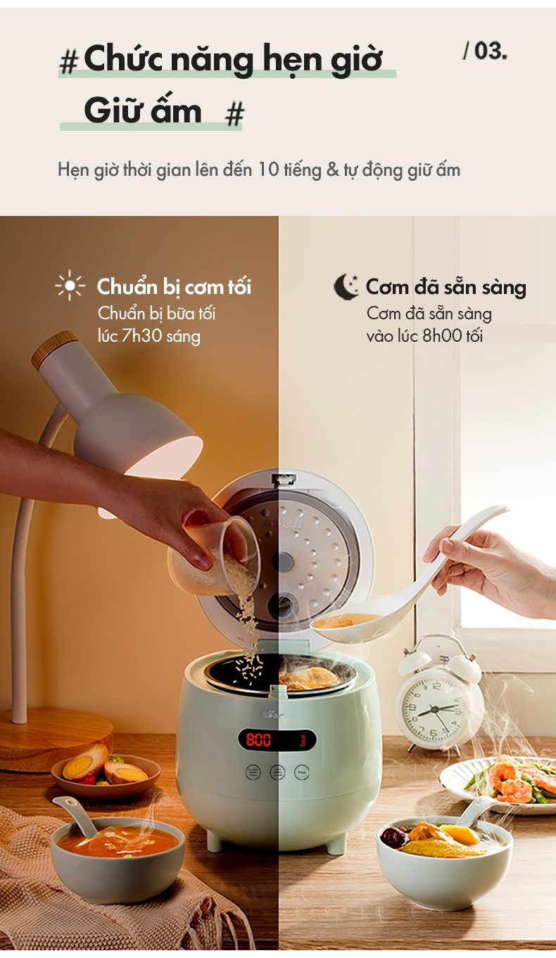 Nồi cơm điện MINI 0.3L (dung tích tổng 1.2L) Bear DFB-B12F1 - Hàng chính hãng