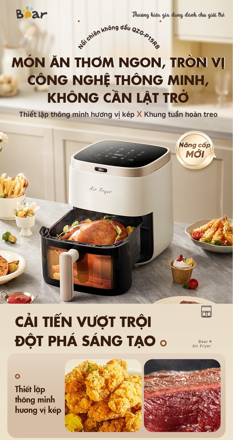 Nồi Chiên Không Dầu 5LQZG-P15R8 - Hàng Chính Hãng